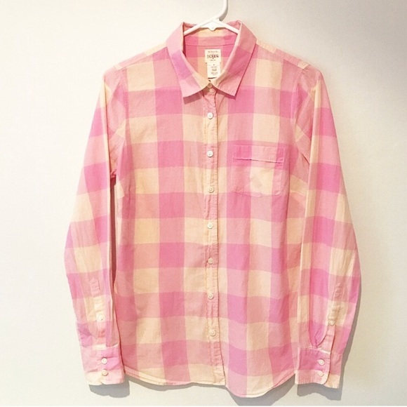 J. Crew Factory Tops - J. Crew Perfect Shirt in Wide Pink Check